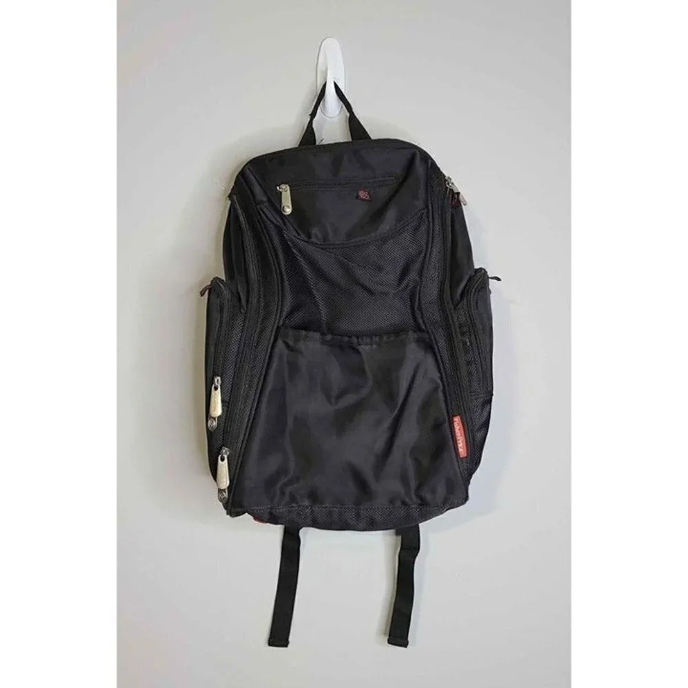 Fisher-Price Kaden Backpack Diaper Bag Black/Red Multiple Pockets Fastfi…